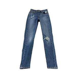 Levi’s Women’s 24 Blue Wedgie Skinny Jeans Distressed Holes Casual Grunge